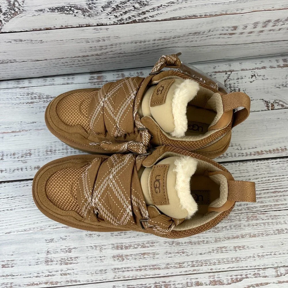UGG Lowmel Womens US 7 Sneakers Chestnut Brown Suede Laces